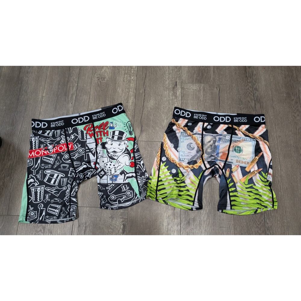 Lot of 2 ODD Soho Boxer Briefs Mens Size Small Monopoly & $100 Bill Money NWT
